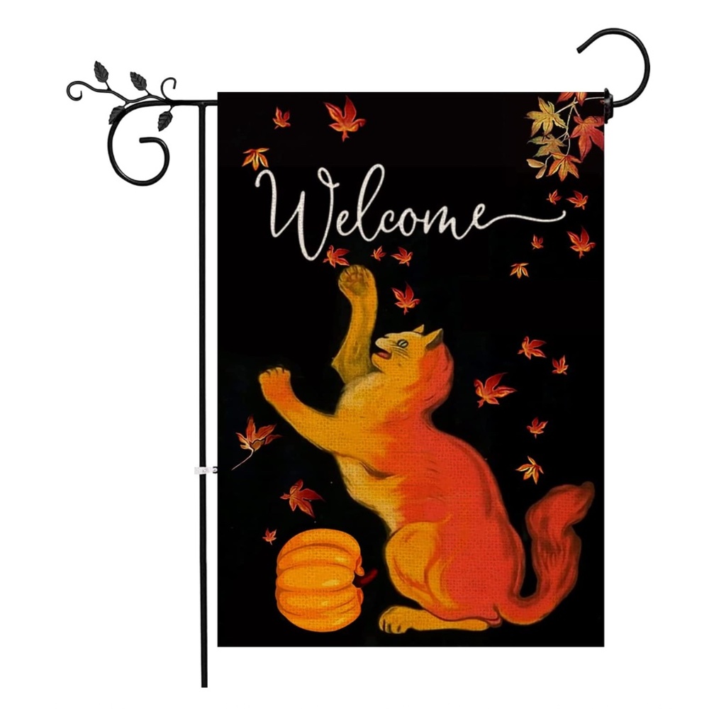 NEW Fall Cat Garden Flag 12x18 inches
